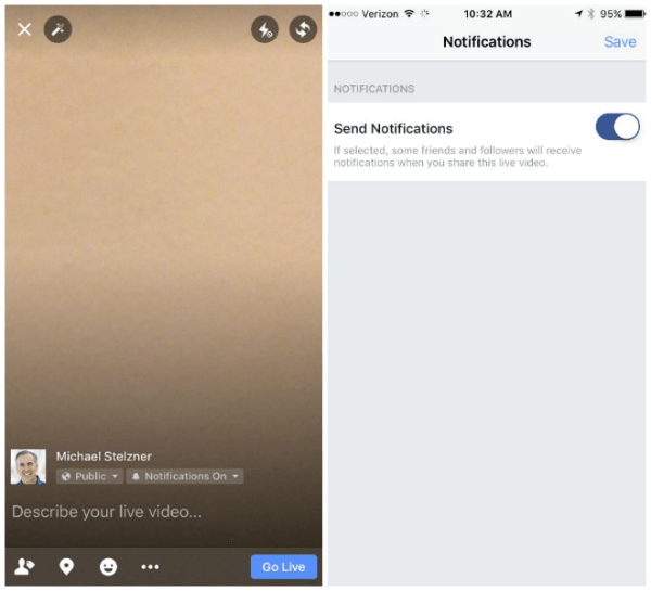 פייסבוק מאפשרת כעת לשדרנים לשלוח התראות לחברים ולעוקבים שלהם כשהם משתפים סרטון חי.