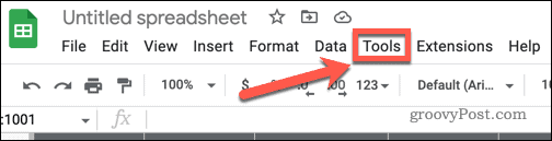 תפריט כלים ב-google sheets