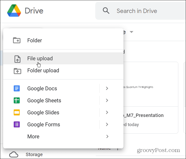 העלה PPTX ל-Google Drive