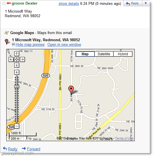 גוגל מפות ב - Gmail 