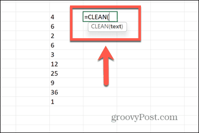 Excel פונקציית נקייה