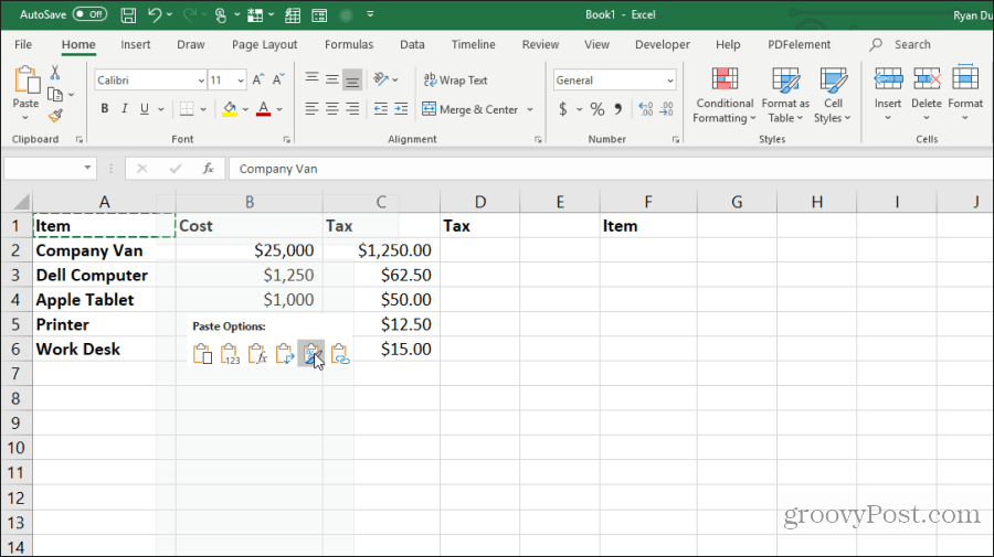 העתק עיצוב ב- Excel