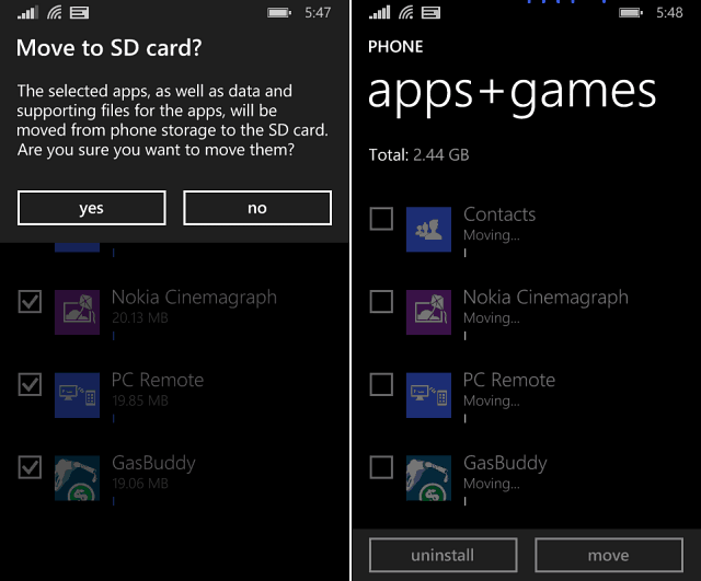טיפ של Windows Phone 8.1: העבר אפליקציות ומשחקים לכרטיס ה- SD