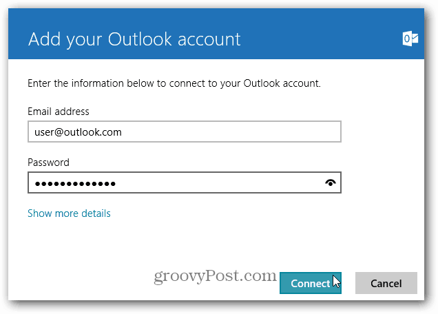 הוסף את כתובת Outlook.com שלך ל- Windows 8 Mail