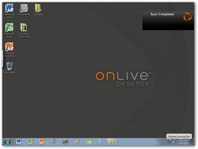 שולחן העבודה של OnLive: שנה טפט רקע