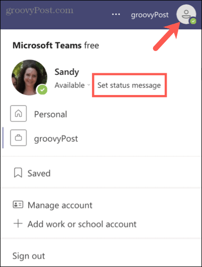 הגדר הודעת סטטוס ב- Microsoft Teams