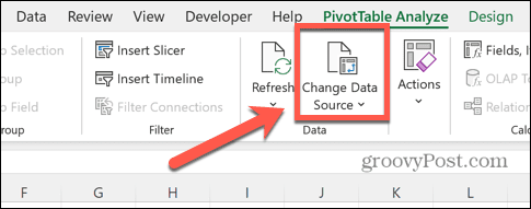 Excel לשנות את מקור הנתונים