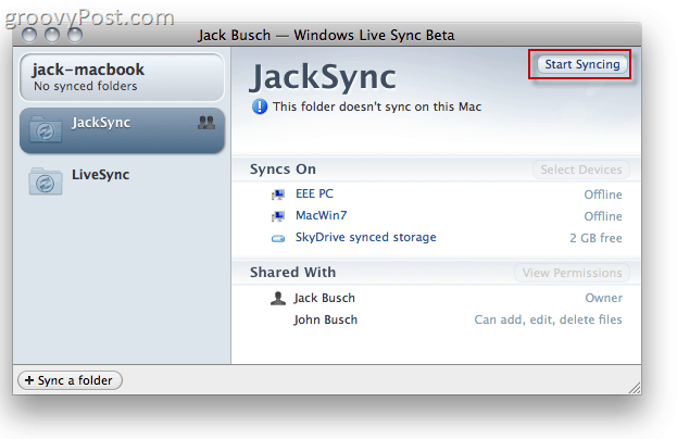 גרסת הביטא של Windows Live Sync ב- OS X