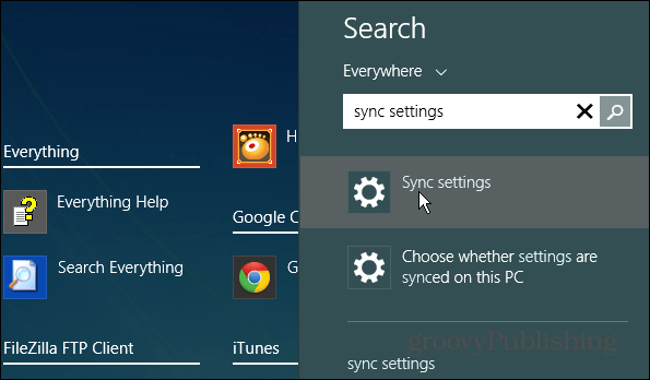 חפש ב- Windows 8.1