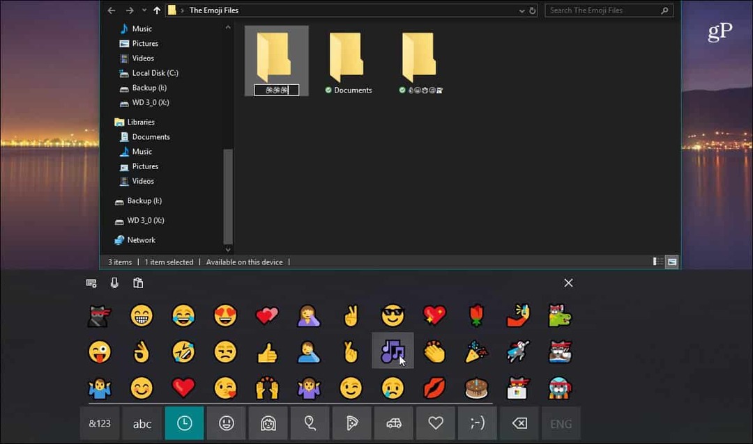 סייר קבצי Emoji במקלדת