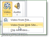 אפשרות וידאו מתוך אתר ב- PowerPoint 2010