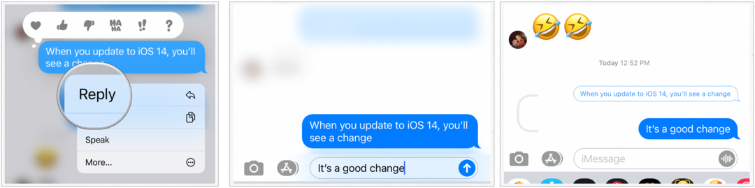 הודעות מוטבעות של iOS 14