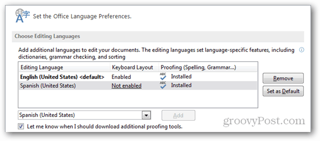 כיצד להוסיף שפות נוספות ל- Office 2013