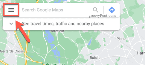 סמל תפריט ההמבורגר של מפות Google