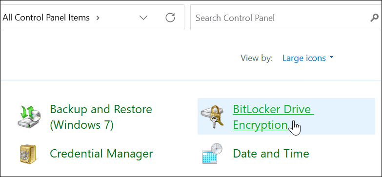 לוח הבקרה של BitLocker Security