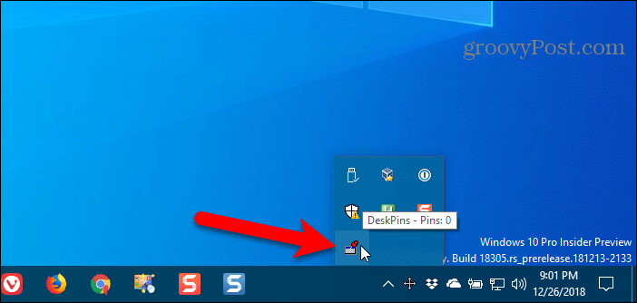 לחץ על סמל DeskPins במגש המערכת של Windows כדי לקבל סיכה