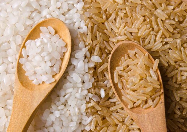 אורז חום עם אורז לבן
