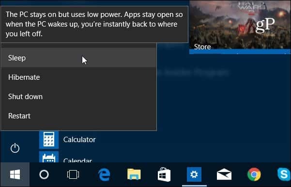 כיבוי של Windows 10, הפעלה מחדש, מצב שינה ומצב שינה