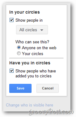 תצורת מעגל פרופיל של google +