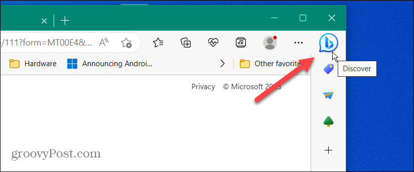 הסר את כפתור Bing Chat מ- Microsoft Edge