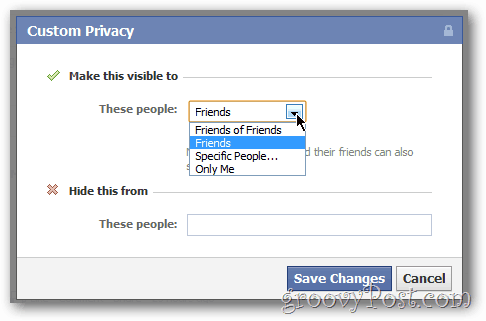שיתוף פרטיות בהתאמה אישית עבור עדכונים ותמונות בפייסבוק
