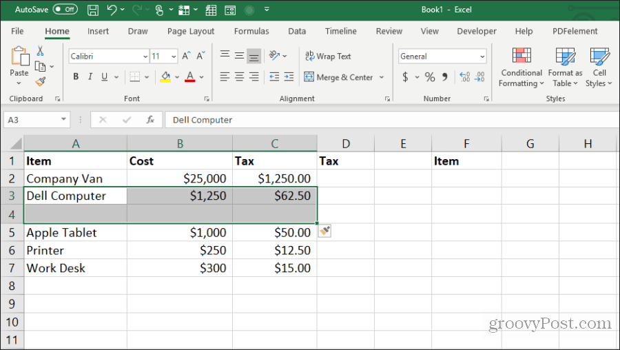 הכנס תאים ריקים ב- Excel