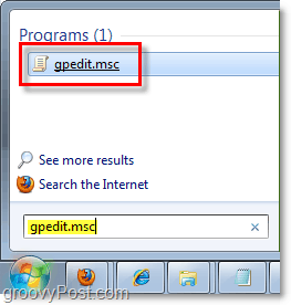 גישה לעורך המדיניות הקבוצתית (gpedit.msc) החל מ- Orb Start של Windows 7 (תפריט)
