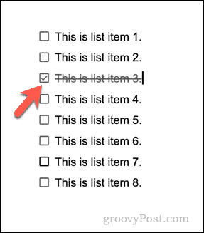 רשימת בדיקה לדוגמה ב-Google Docs