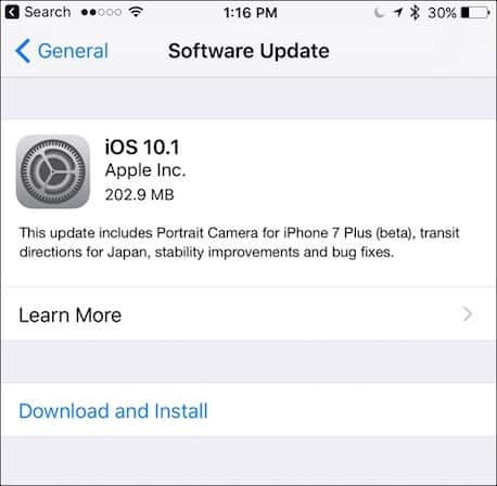 אפל iOS 10.1