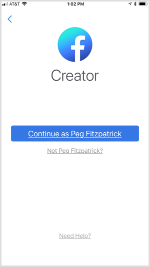 כניסה לאפליקציית Facebook Creator