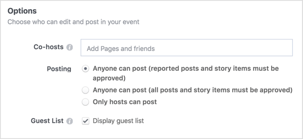 הזן את שמות הדפים העסקיים או החברים שאיתם תשתף את האירוע שלך בפייסבוק.