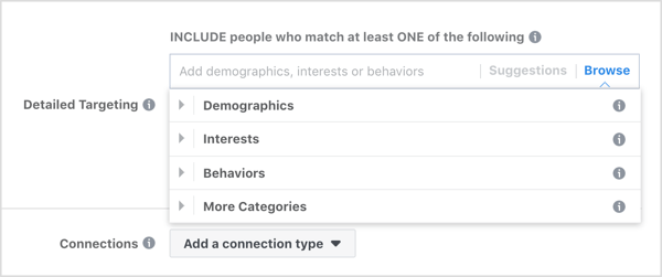 עיין באפשרויות המיקוד המפורטות למודעות פייסבוק.