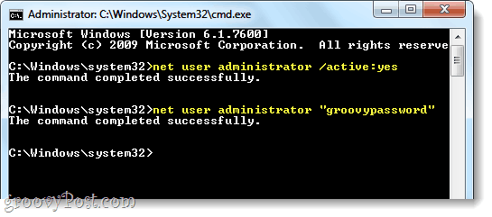 הפעל מנהל ב- Windows 7 באמצעות משתמש רשת