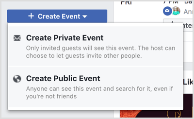 צור אפשרויות רשימה נפתחת של אירוע בדף האירועים בפייסבוק
