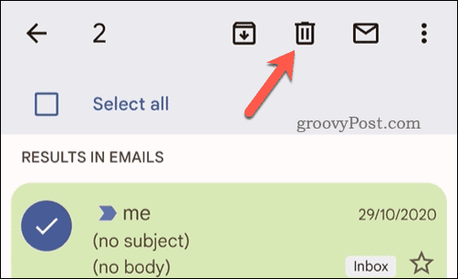 מחיקת אימיילים נבחרים ב-Gmail בנייד