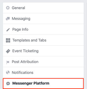 הגש לכרטיסיית Discover Facebook Messenger, שלב 1.