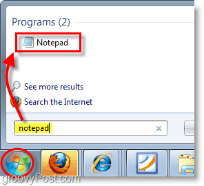 צילום מסך של Windows 7 - פנקס רשימות פתוח