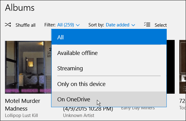 סינון OneDrive