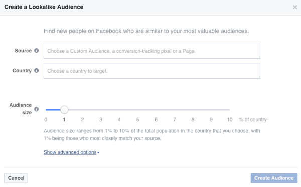 צור קהל דמוי פייסבוק המבוסס על קהל קיים.