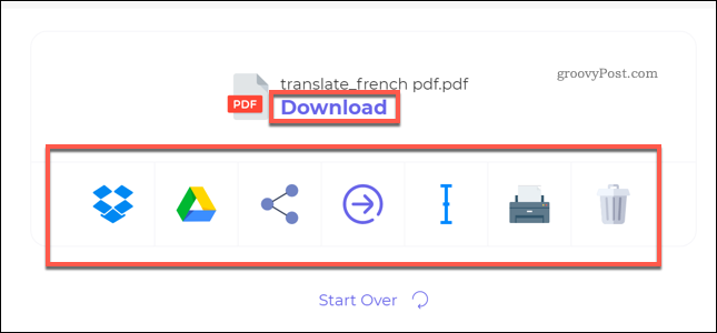 הורדת קובץ PDF מתורגם באמצעות DeftPDF