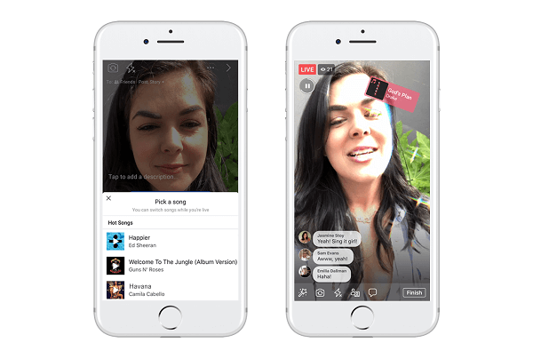פייסבוק בודקת את Lip Sync Live, תכונה חדשה שנועדה לאפשר למשתמשים לבחור שיר פופולרי ולהעמיד פנים שהם שרים אותו בשידור חי של פייסבוק.