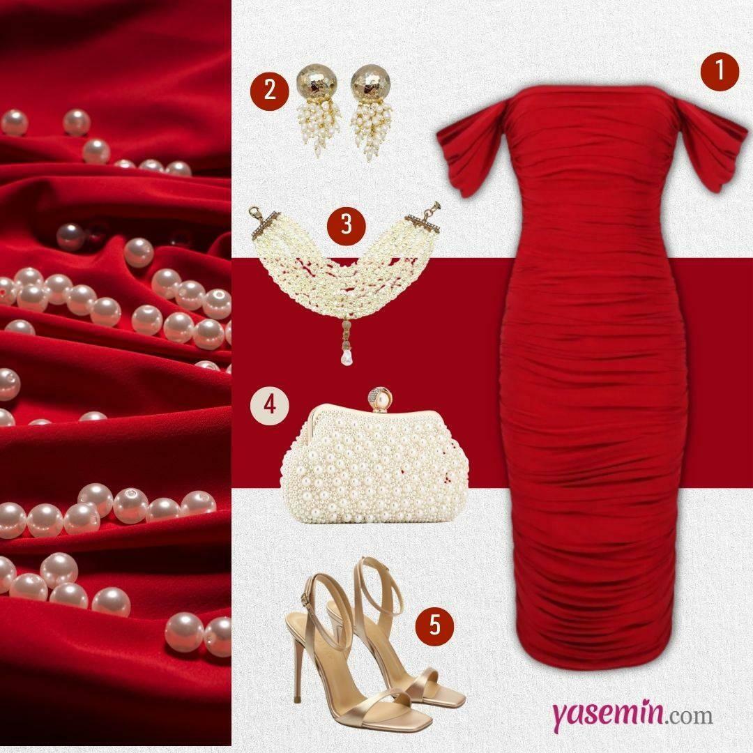 שילוב שמלה אדומה