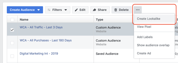 צור את מבקרי האתר המותאמים אישית של הקהל בפייסבוק, שלב 2.