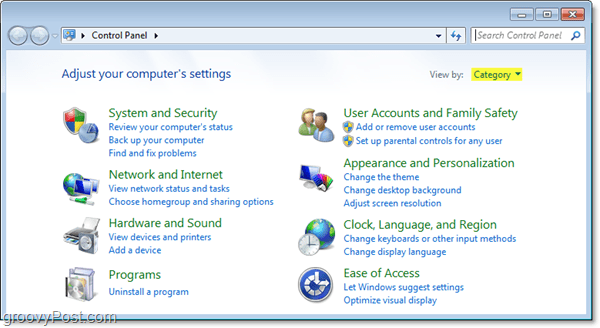כיצד לכפות את תצוגת הרשימה בלוח הבקרה של Windows 7