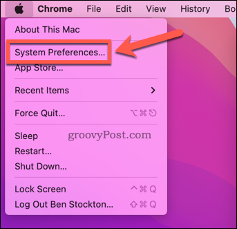 פתח את העדפות המערכת ב-Mac