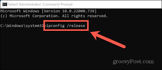 שחרור ipconfig של windows 11