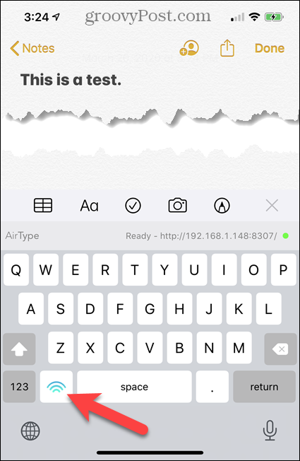 מקלדת טקסט AirType באייפון
