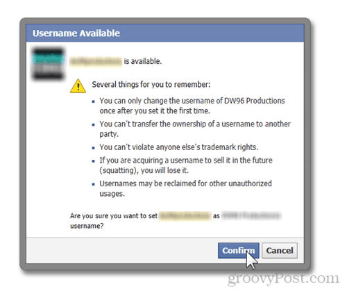 שם פייסבוק שם משתמש דברים זמינים לזכור אזהרות url לאשר