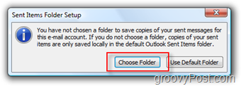 הגדרת שלח את תיקיית הדואר לחשבון iMAP ב- Outlook 2007