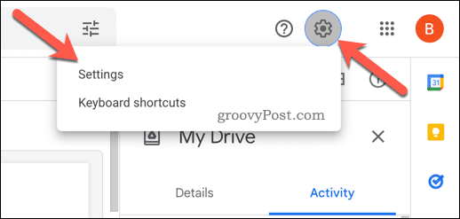 פתח את ההגדרות ב-Google Drive